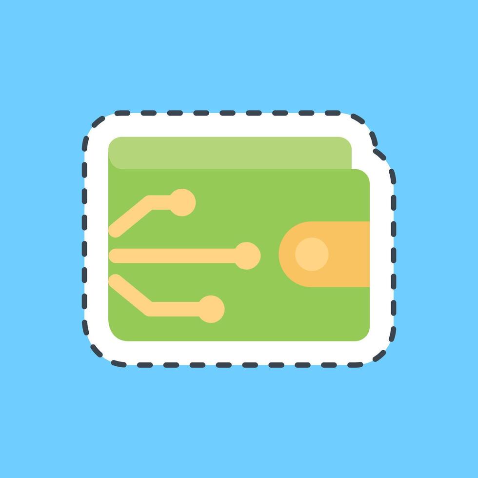 Cutting line sticker digital wallet. Cashless society elements. vector