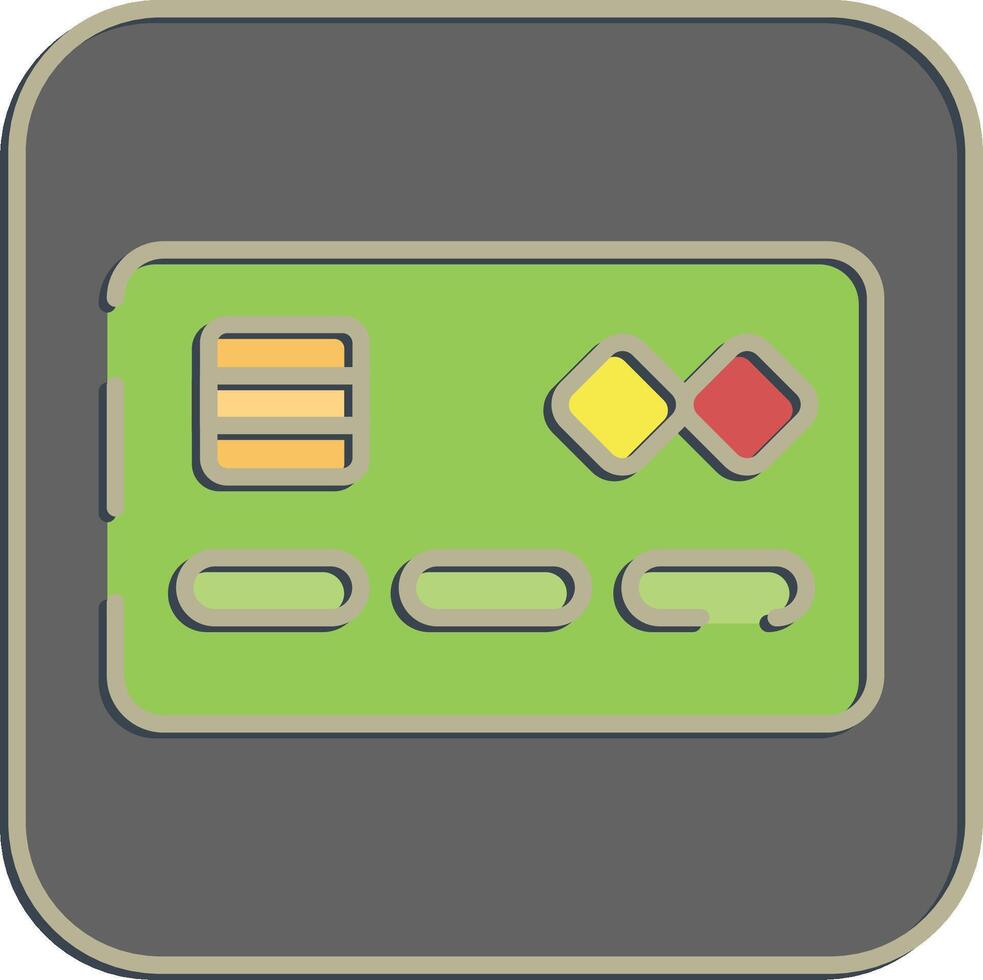 Icon debit card. Cashless society elements. Icon in embossed style. vector