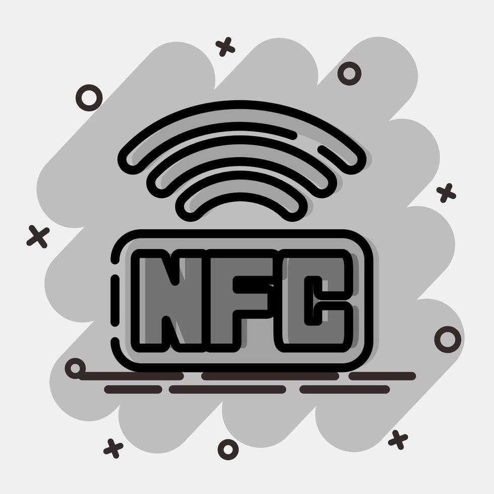 Icon nfc payment. Cashless society elements. Icon in comic style. vector