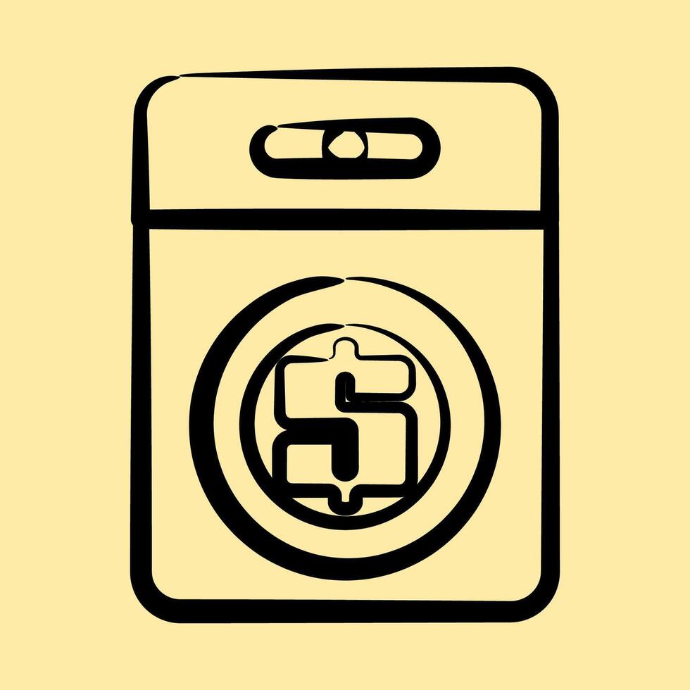 Icon money loundry. Cashless society elements. Icon in hand drawn style. vector