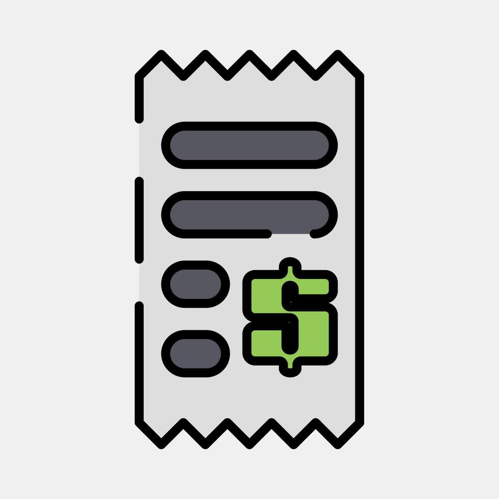 Icon receipt. Cashless society elements. Icon in filled line style. vector