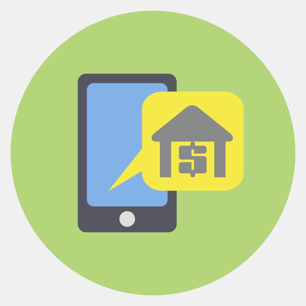 Icon online banking. Cashless society elements. Icon in color mate style. vector