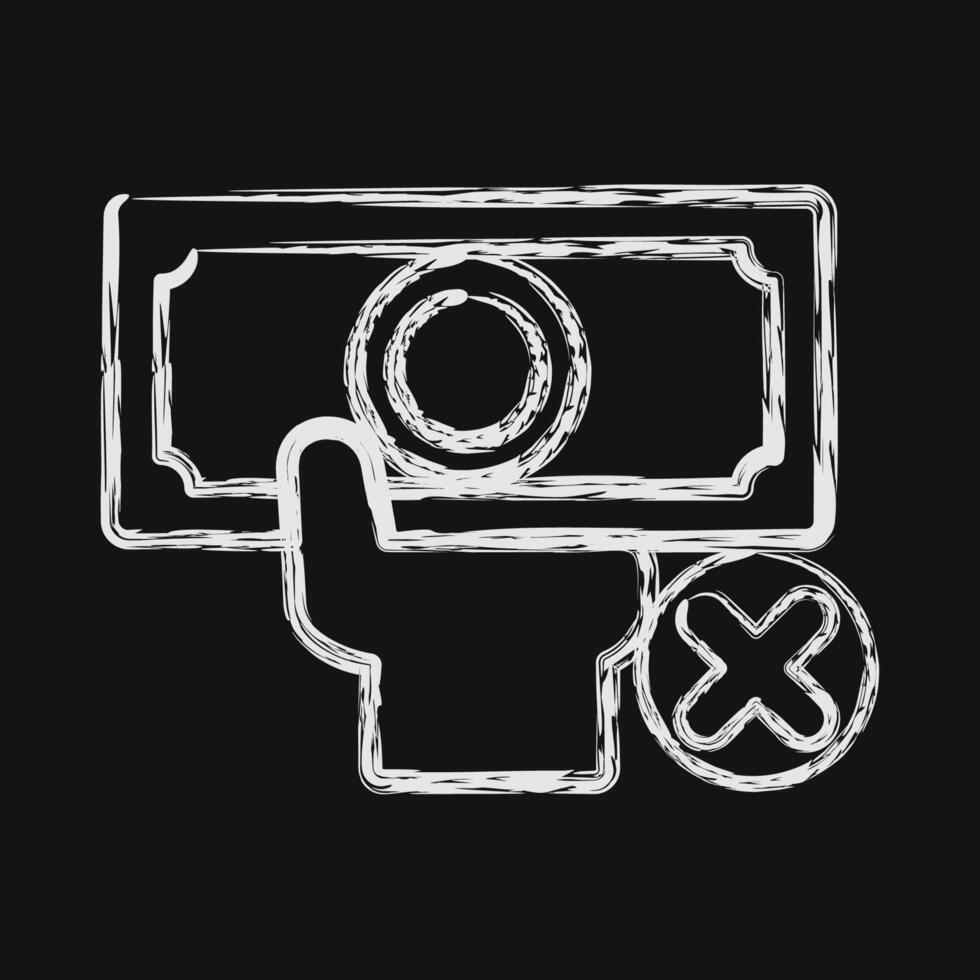 Icon cashless. Cashless society elements. Icon in chalk style. vector