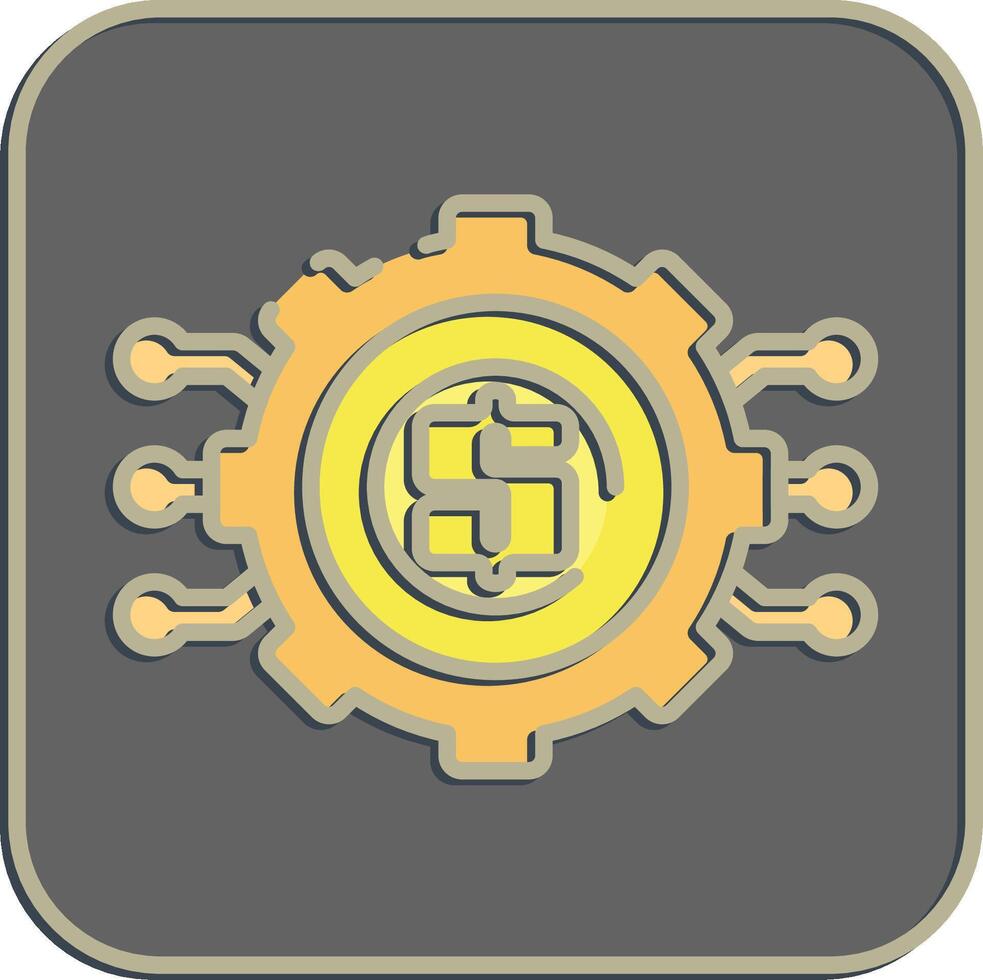 Icon cashless technology. Cashless society elements. Icon in embossed style. vector