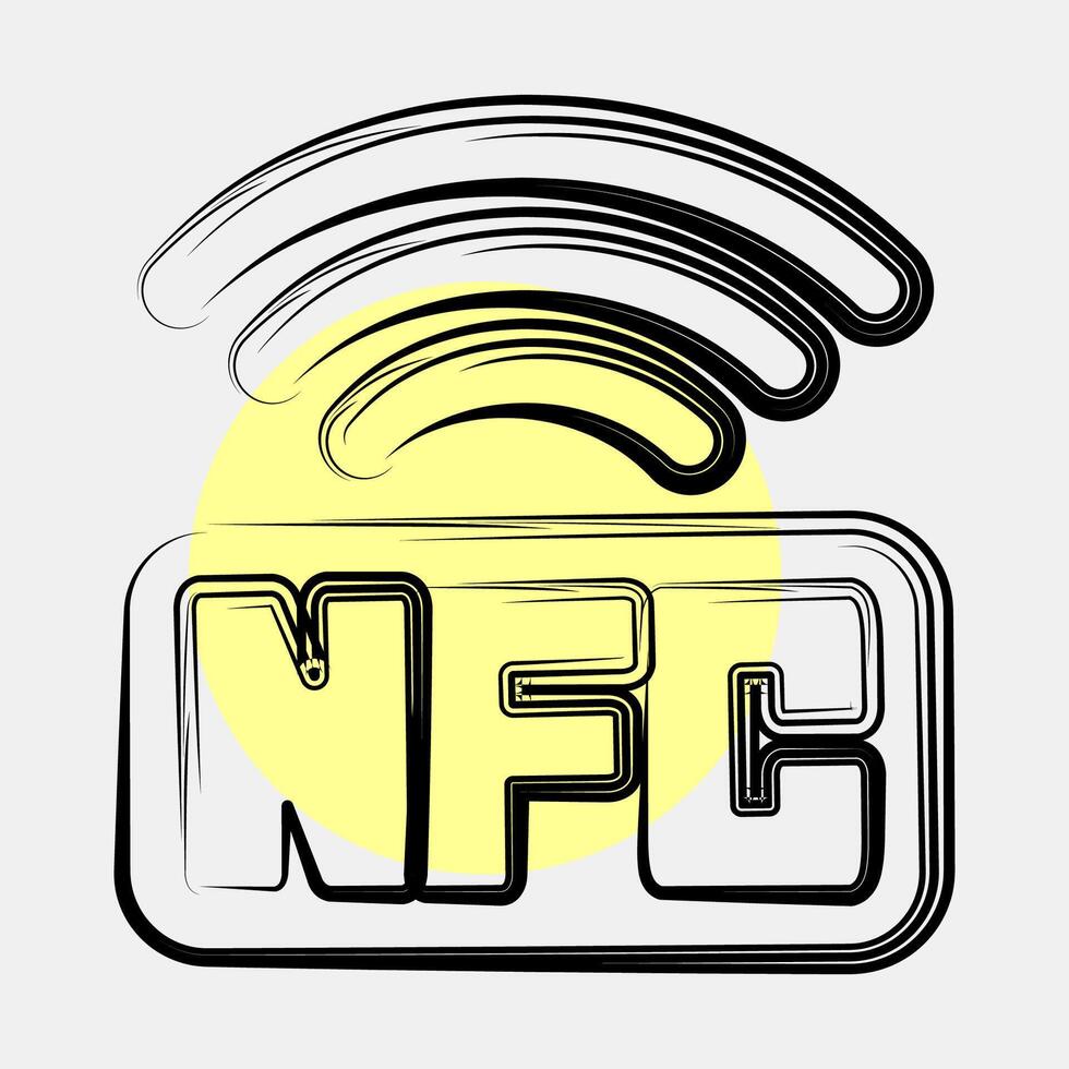 Icon nfc payment. Cashless society elements. Icon in color spot style. vector