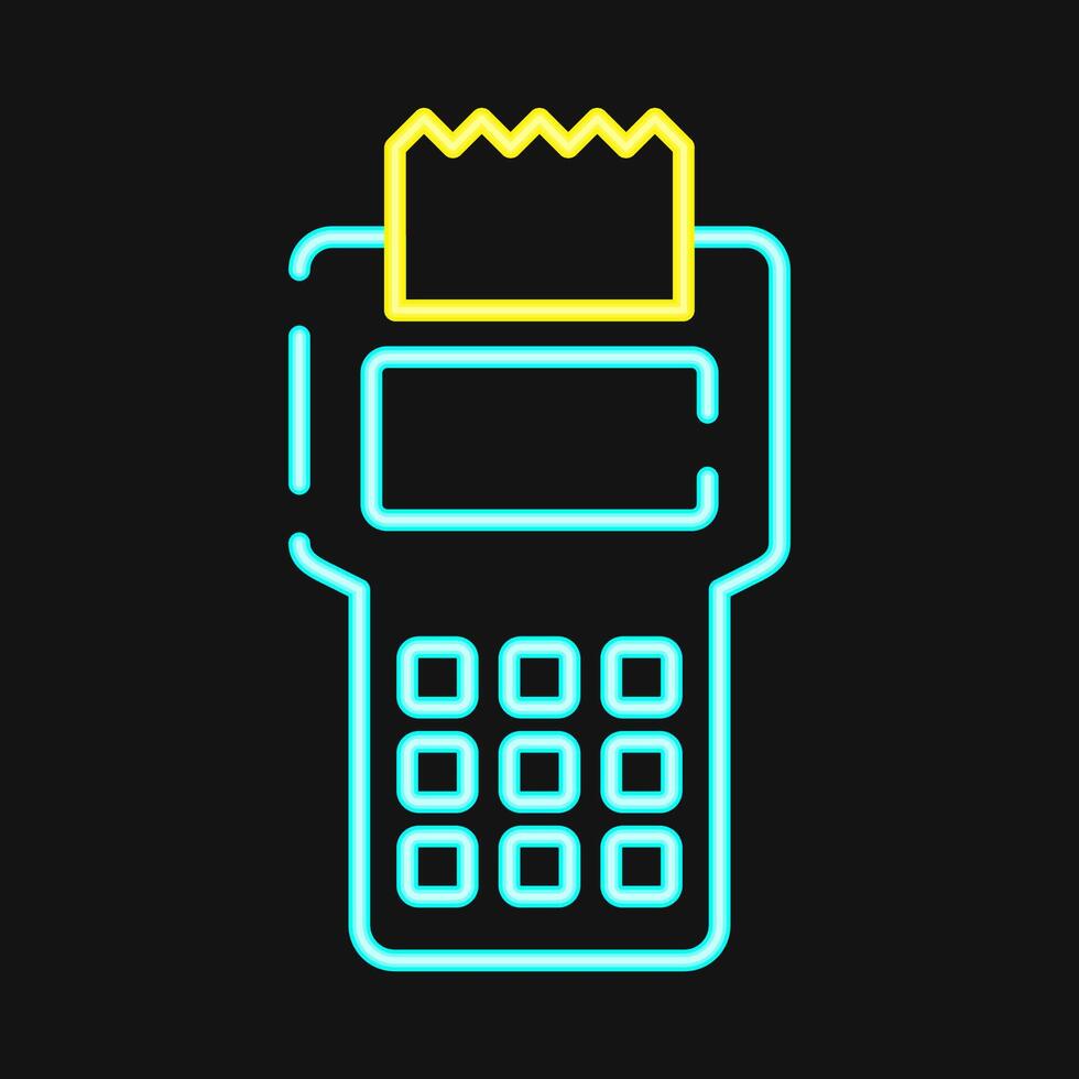 Icon payment machine. Cashless society elements. Icon in neon style. vector