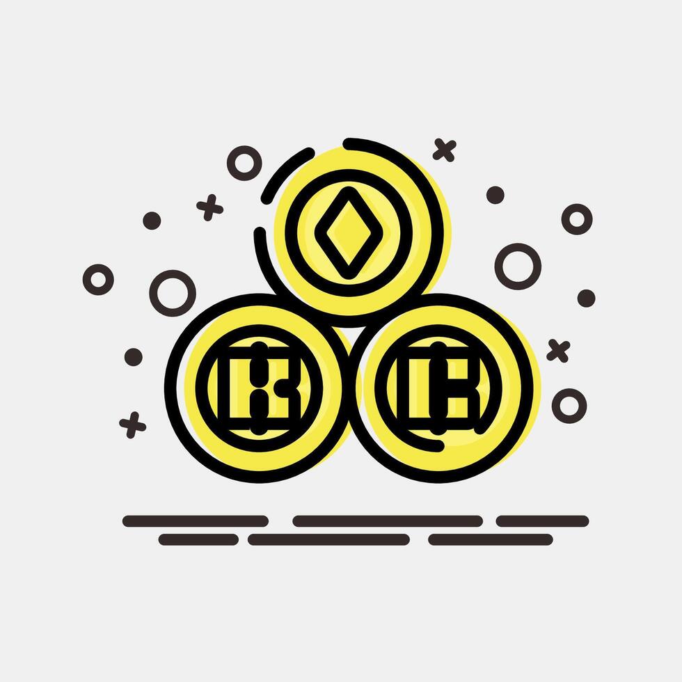 Icon crypto currency. Cashless society elements. Icon in MBE style. vector