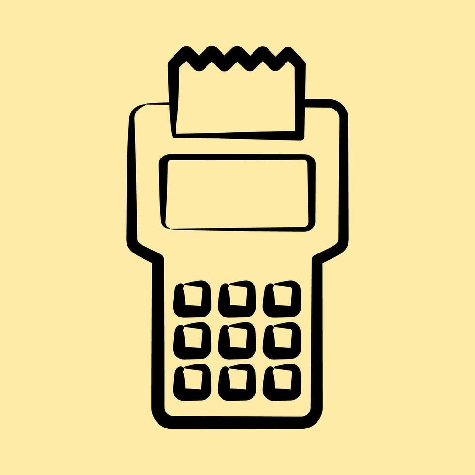 Icon payment machine. Cashless society elements. Icon in hand drawn style. vector