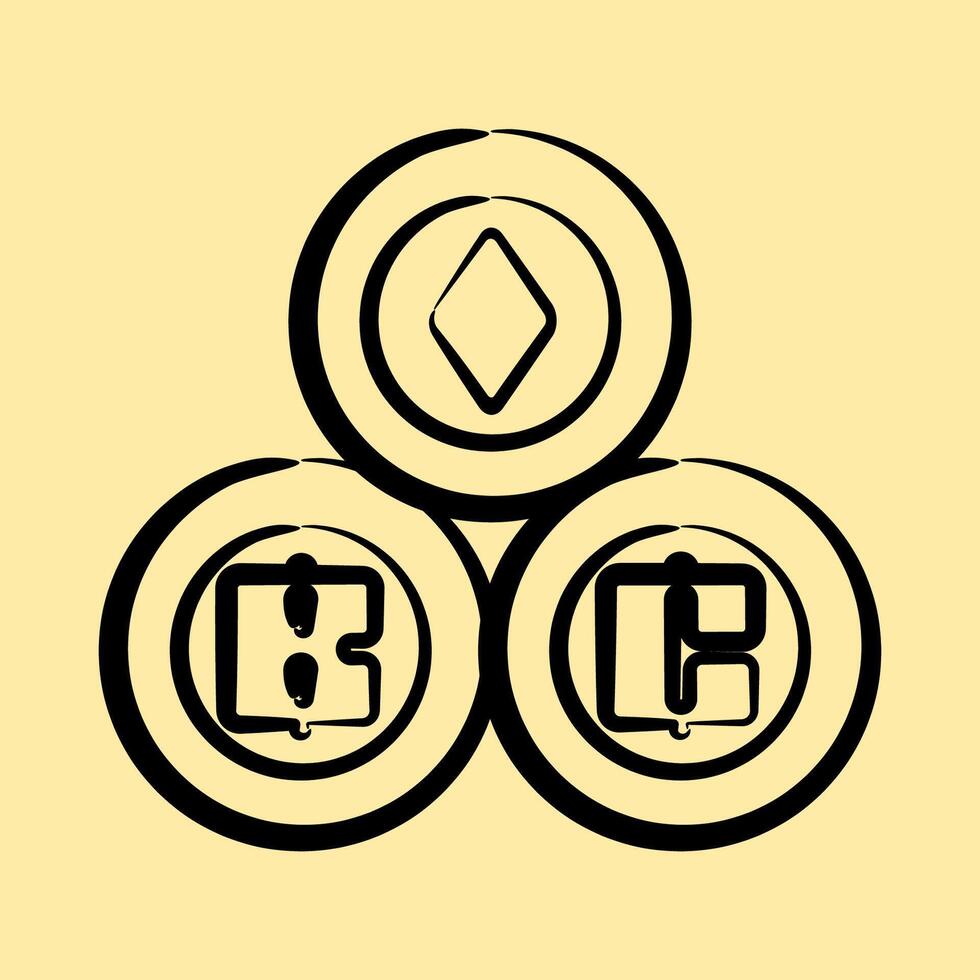 Icon crypto currency. Cashless society elements. Icon in hand drawn style. vector