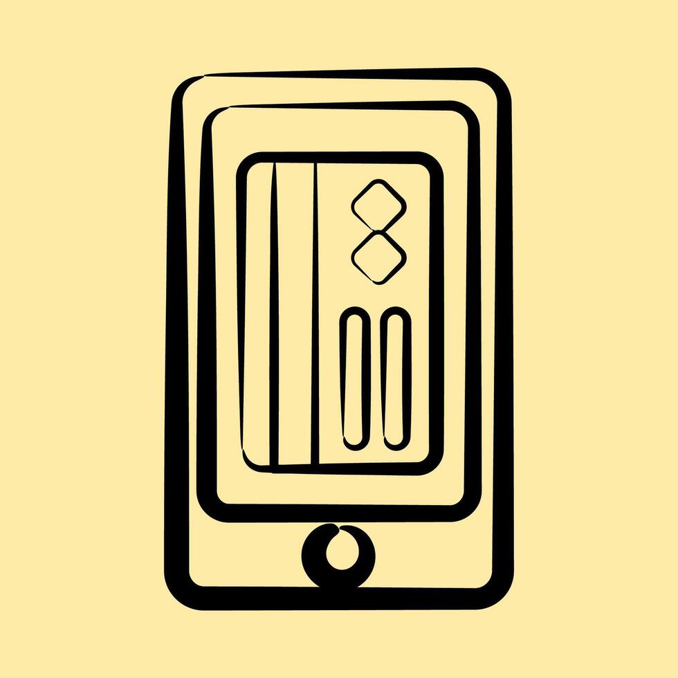 Icon digital credit card. Cashless society elements. Icon in hand drawn style. vector