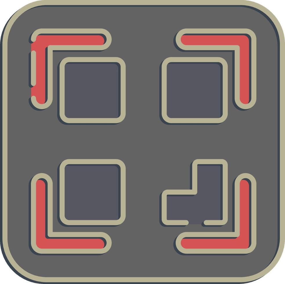 Icon qr code scan. Cashless society elements. Icon in embossed style. vector