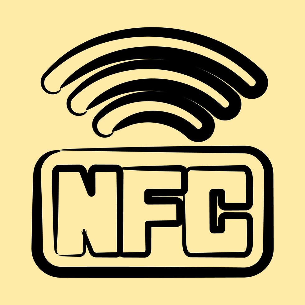 Icon nfc payment. Cashless society elements. Icon in hand drawn style. vector