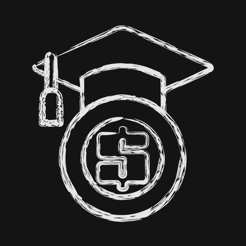 Icon financial literacy. Cashless society elements. Icon in chalk style. vector