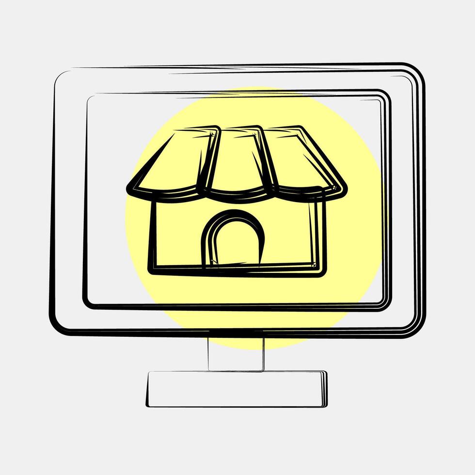 Icon market place. Cashless society elements. Icon in color spot style. vector