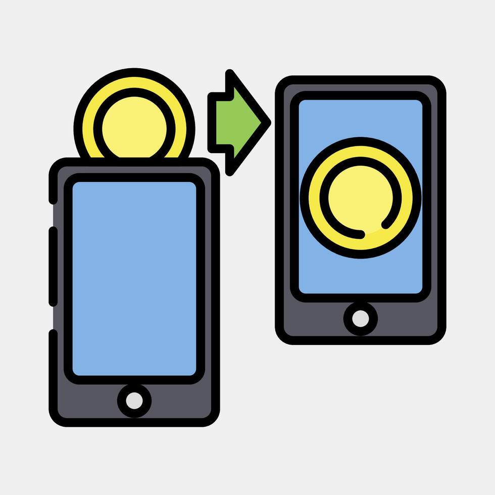 Icon transfer. Cashless society elements. Icon in filled line style. vector