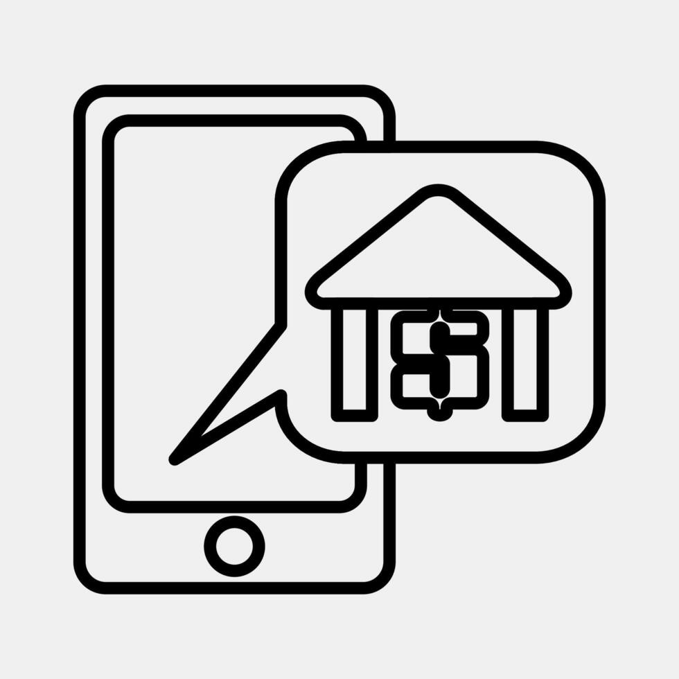 Icon online banking. Cashless society elements. Icon in line style. vector
