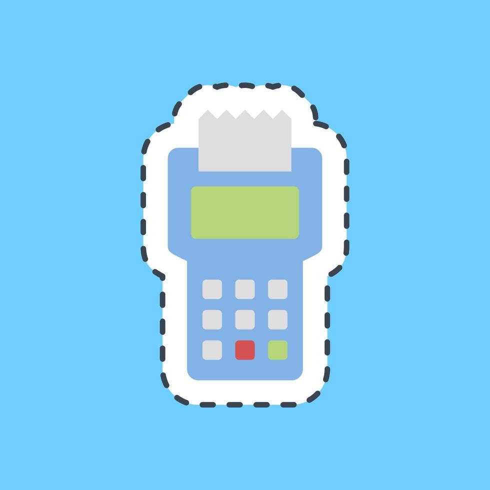 Cutting line sticker payment machine. Cashless society elements. vector