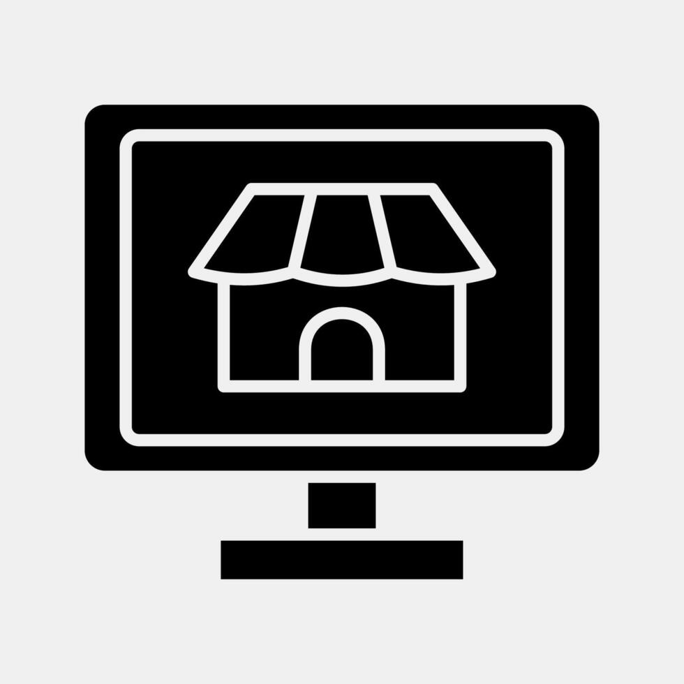 Icon market place. Cashless society elements. Icon in glyph style. vector