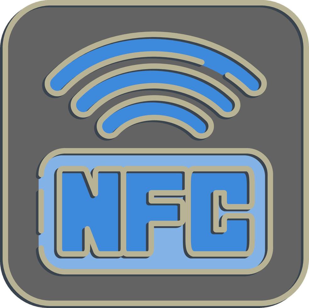 Icon nfc payment. Cashless society elements. Icon in embossed style. vector