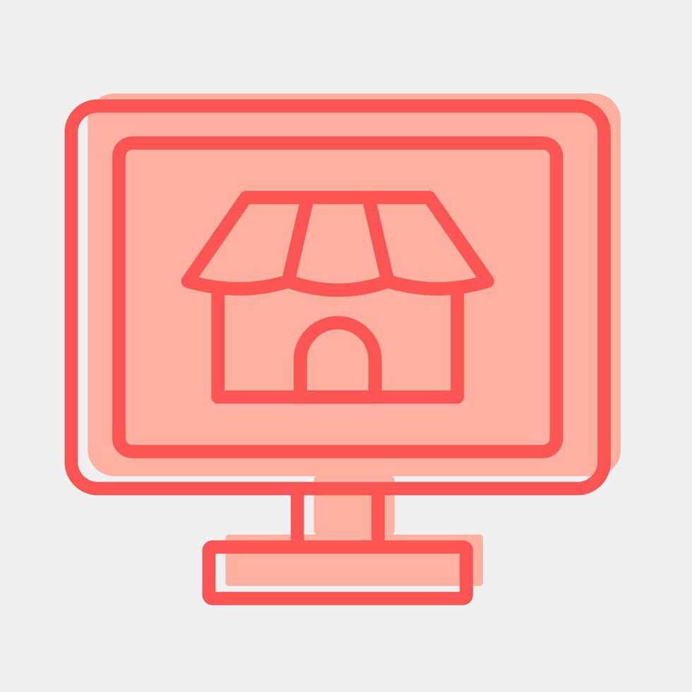 Icon market place. Cashless society elements. Icon in two tone style. vector