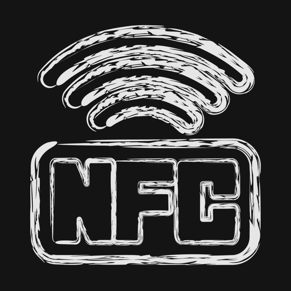 Icon nfc payment. Cashless society elements. Icon in chalk style. vector