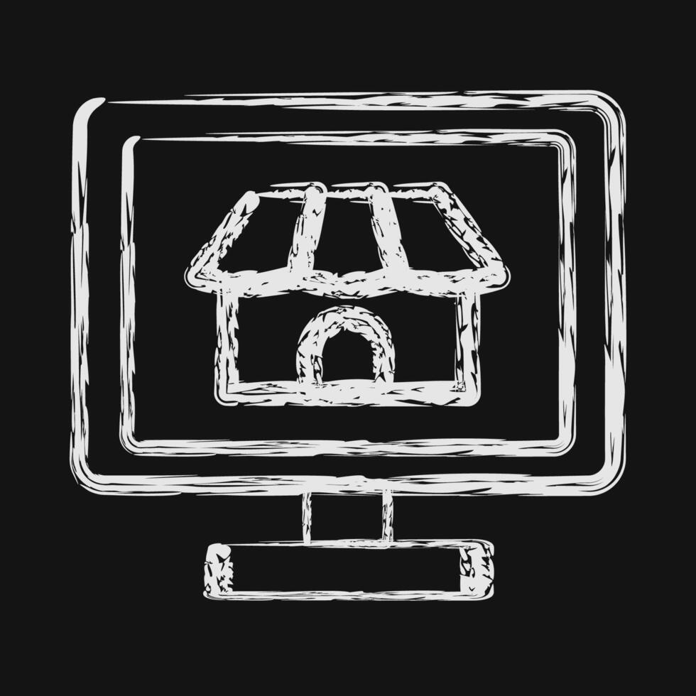 Icon market place. Cashless society elements. Icon in chalk style. vector