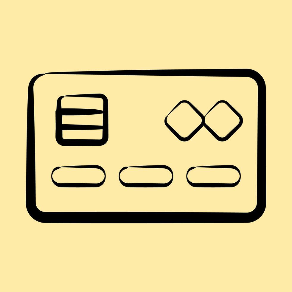Icon debit card. Cashless society elements. Icon in hand drawn style. vector