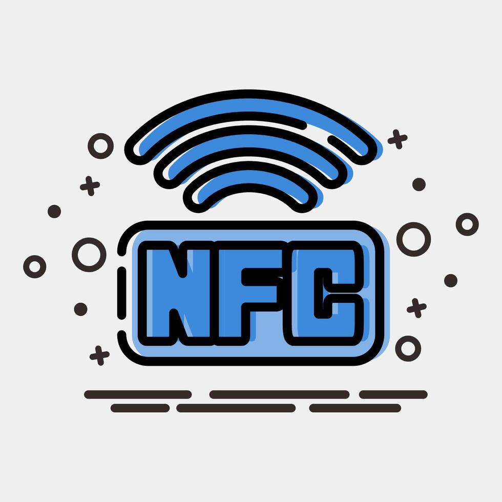 Icon nfc payment. Cashless society elements. Icon in MBE style. vector
