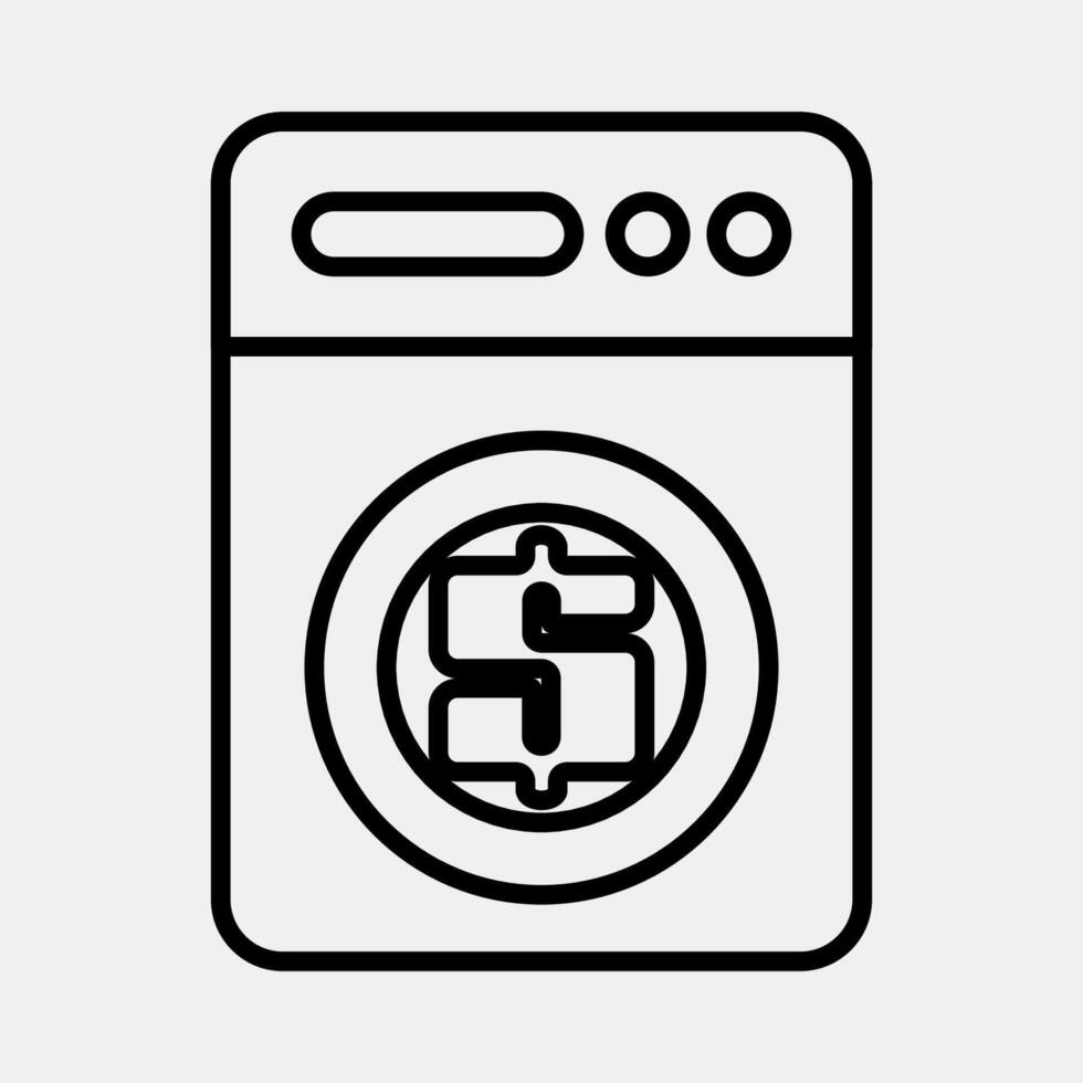 Icon money loundry. Cashless society elements. Icon in line style. vector