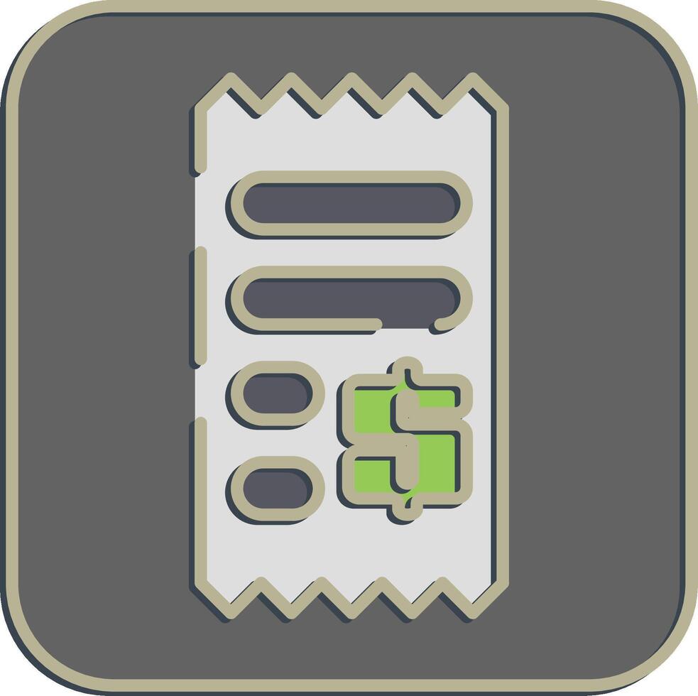 Icon receipt. Cashless society elements. Icon in embossed style. vector