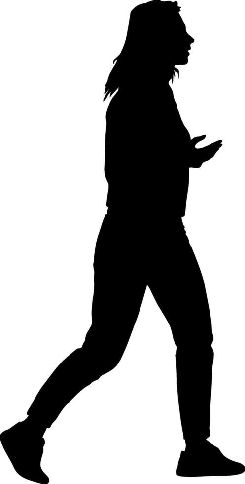 A Walking young woman isolated silhouette view vector