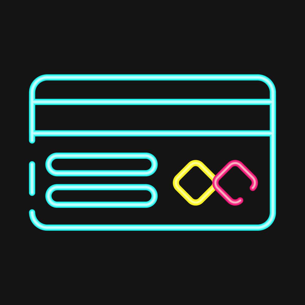 Icon credit card. Cashless society elements. Icon in neon style. vector