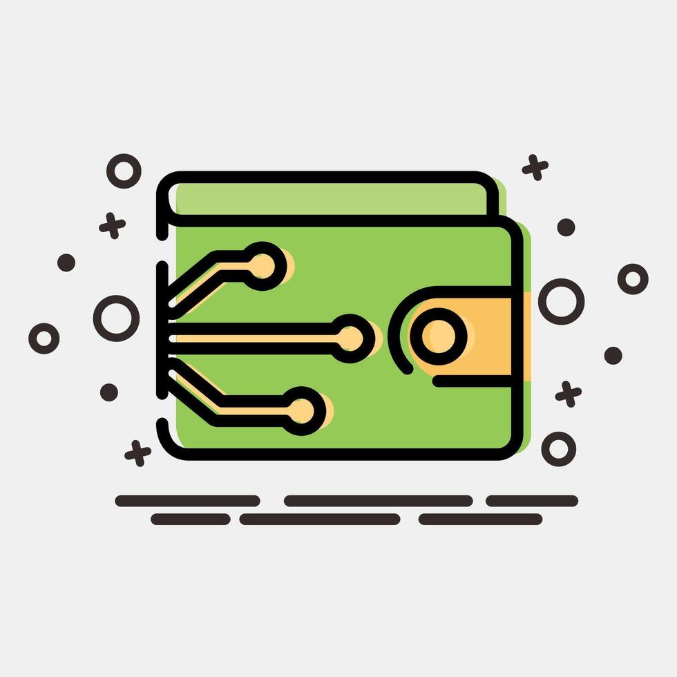Icon digital wallet. Cashless society elements. Icon in MBE style. vector