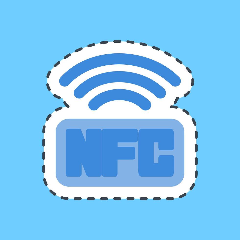 Cutting line sticker nfc payment. Cashless society elements. vector