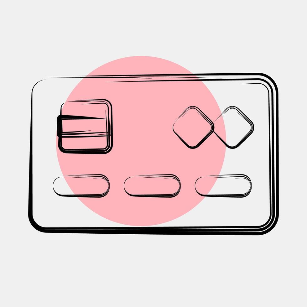 Icon debit card. Cashless society elements. Icon in color spot style. vector