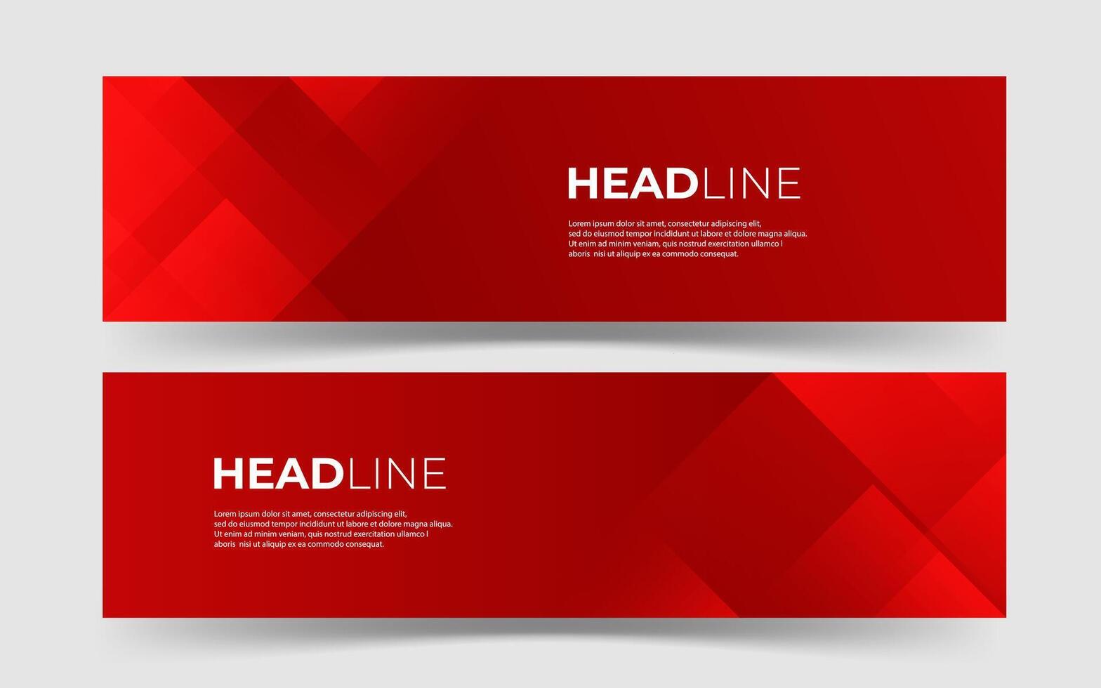 Red abstract banner template set with geometric shapes vector