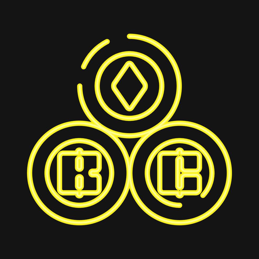 Icon crypto currency. Cashless society elements. Icon in neon style. vector
