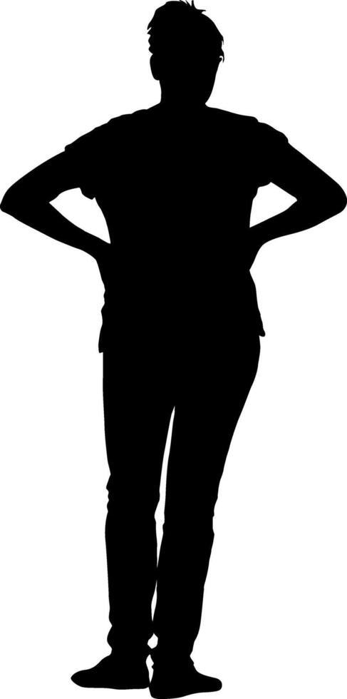 The Walking young woman isolated silhouette front view vector