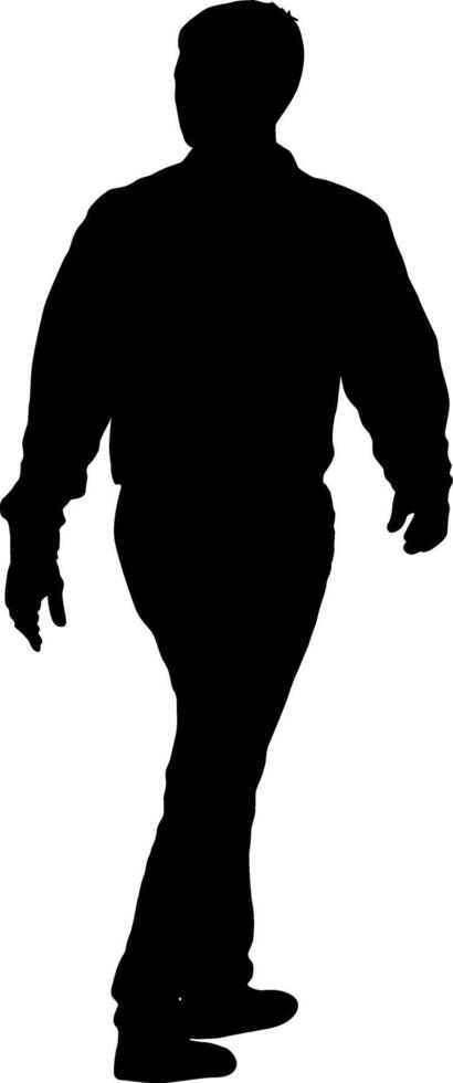 The Man walking forward a isolated silhouette front view vector