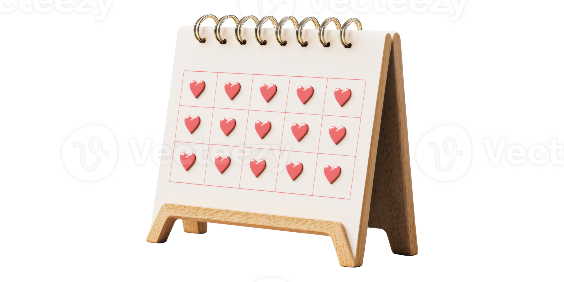 Desktop Calendar With Heart Decorations Isolated on Transparent Background png