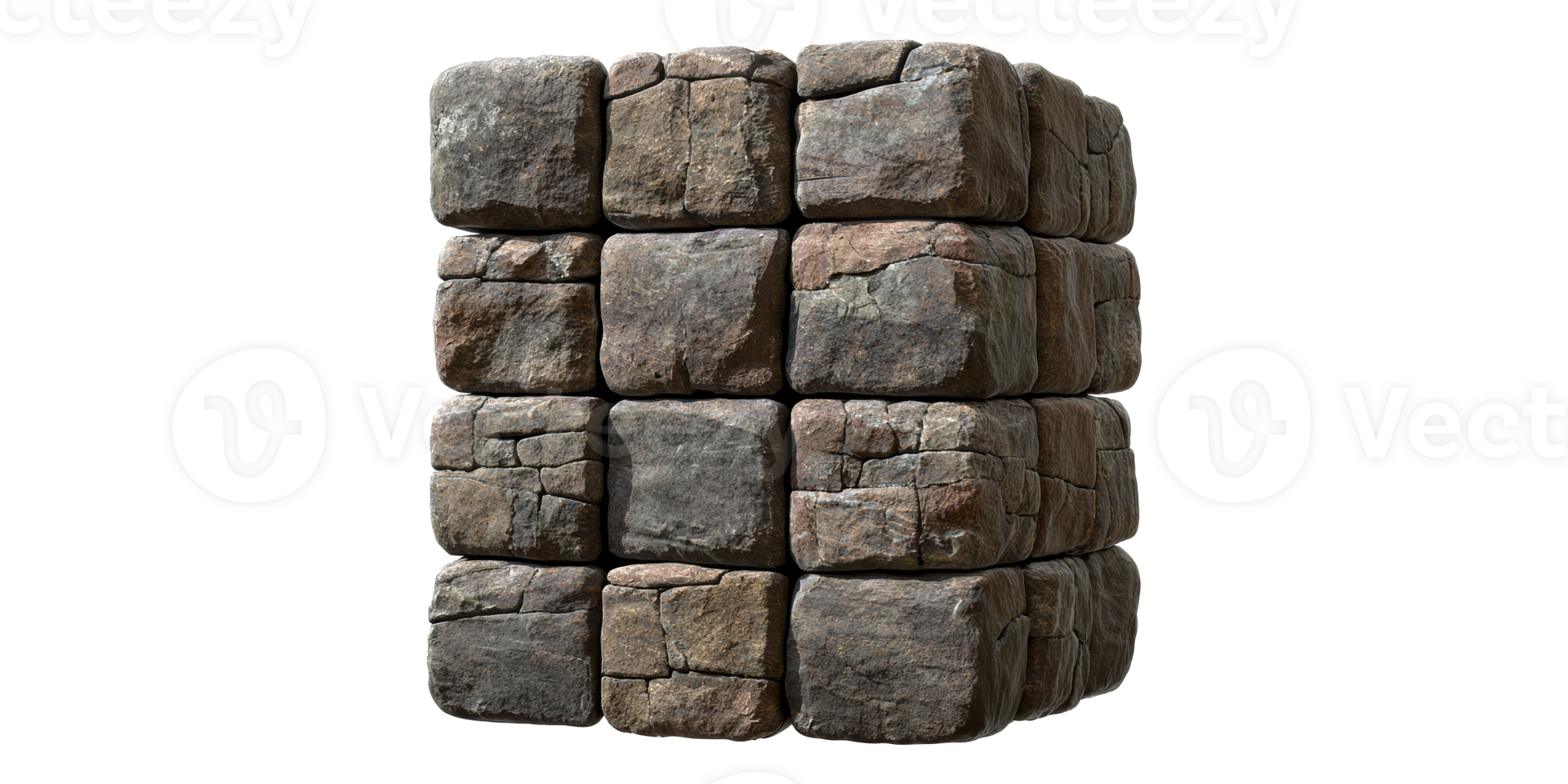 Stone Cube Structure Isolated on Transparent Background png