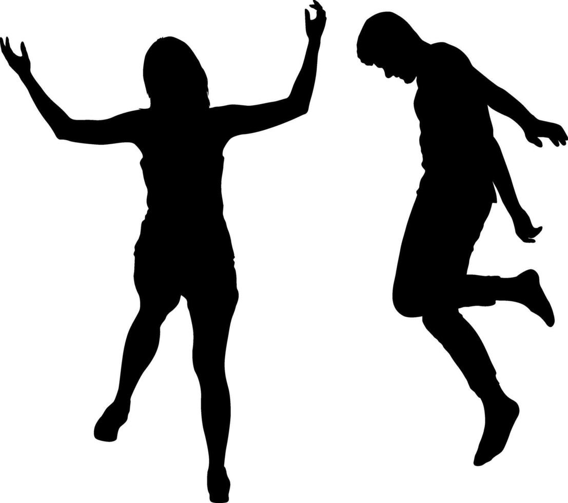 A Man and woman dancing in different dynamic poses isolated silhouettes vector
