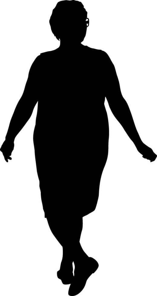 Walking young woman the isolated silhouette front view vector