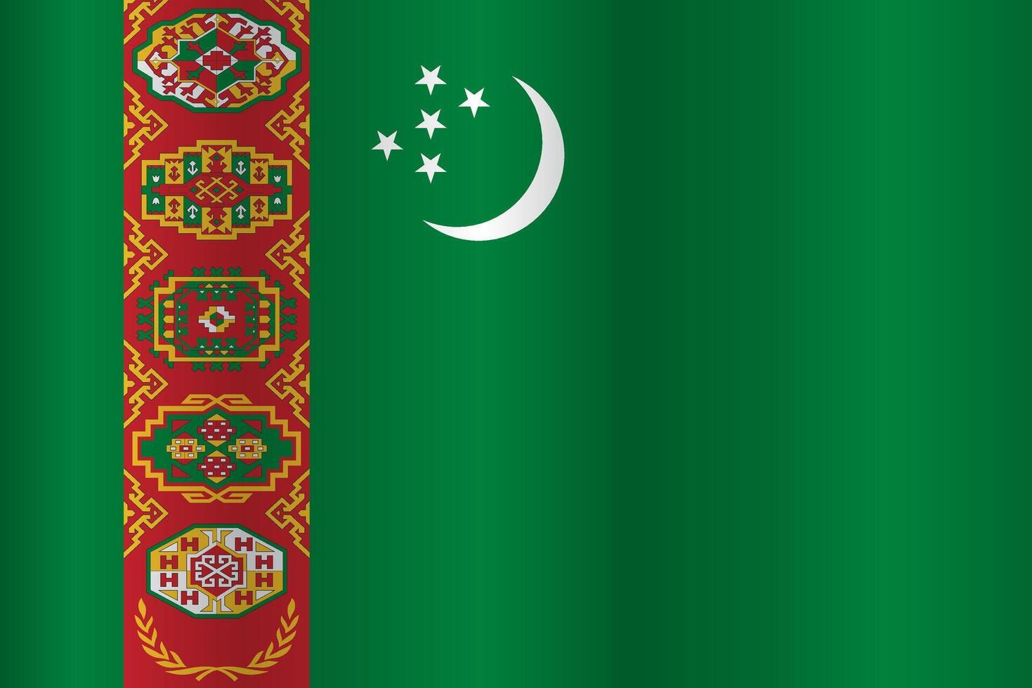 The Flag of the country Turkmenistan on a white background vector