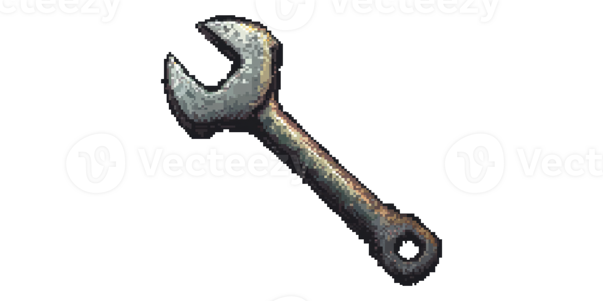 Pixel art wrench tool isolated on transparent background png
