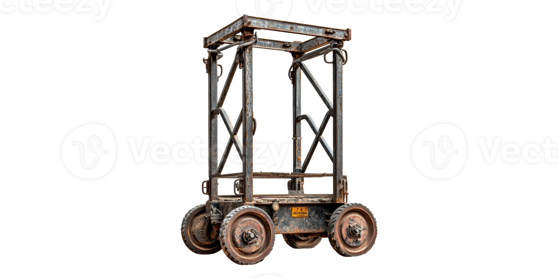 Wooden Mine Cart With Metal Wheels Isolated on Transparent Background png
