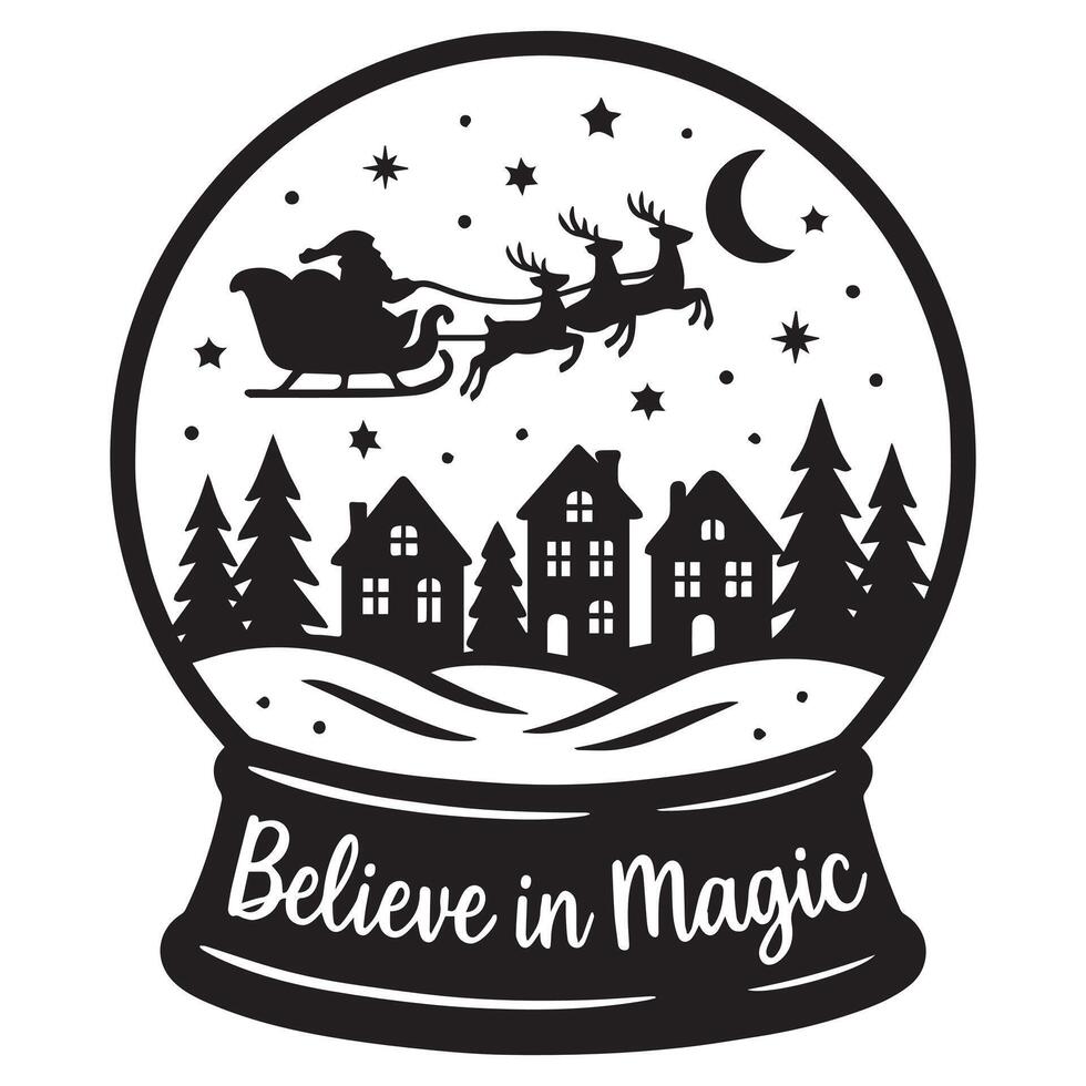 Christmas Scene in a Crystal Ball Illustration with Festive Bauble Art vector