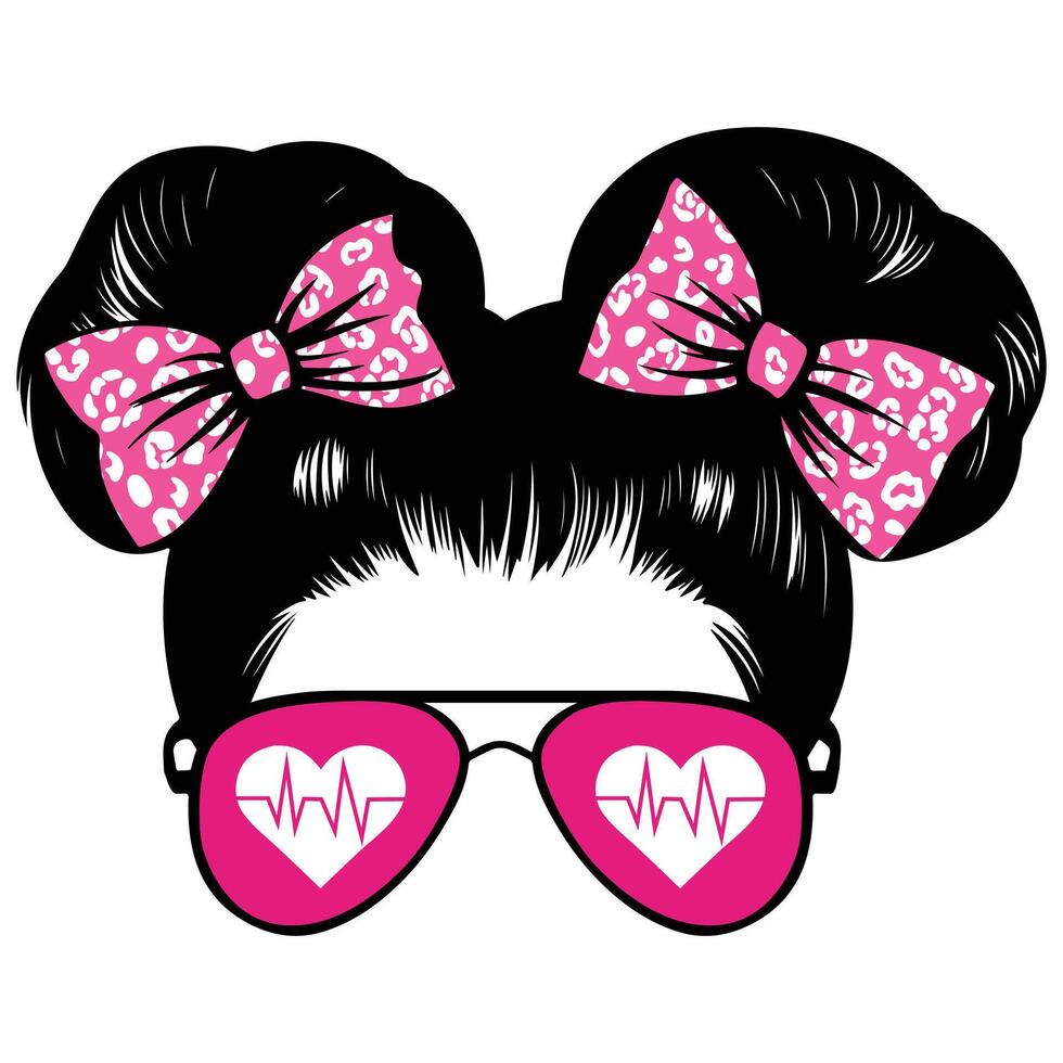 Cute Nurse Mama Messy Bun Hairband Clipart vector