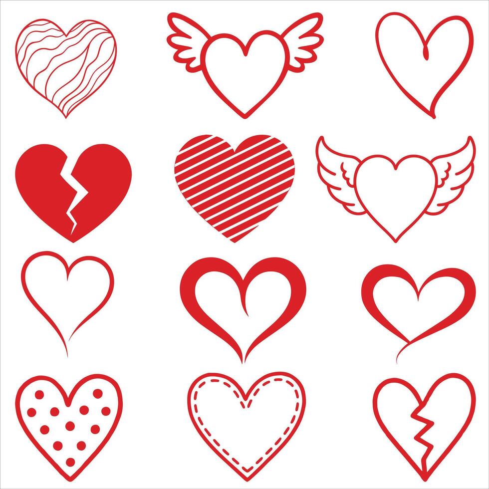 Creative Handdrawn Hearts for Valentines Designs vector
