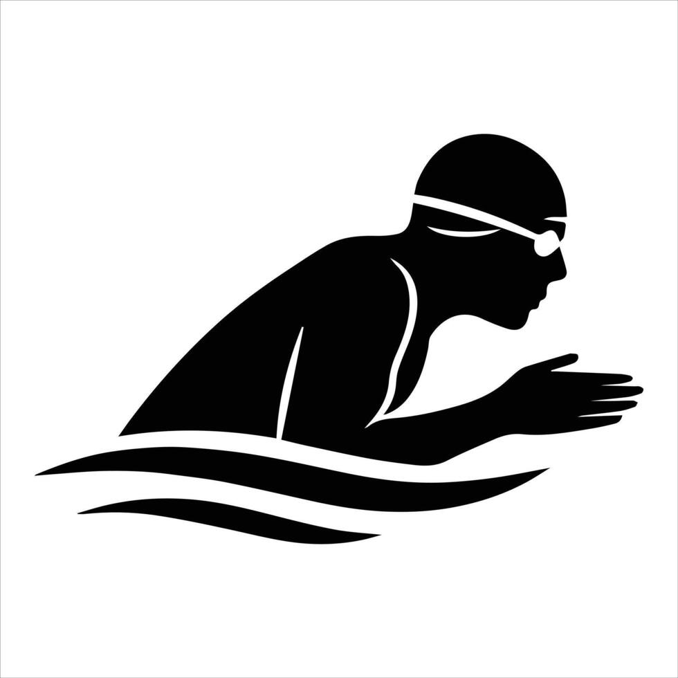 Sports Swim Race Art with Swimmer Silhouette Details vector